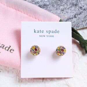 Kate Spade On The Ball Gold Multi Color Sphere Stud Earrings NEW